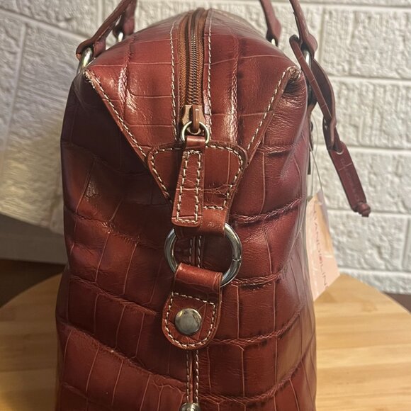 NWT Genuine Leather Shoulder Bag Reptile Patterned BANDOLINO - Picture 4 of 11